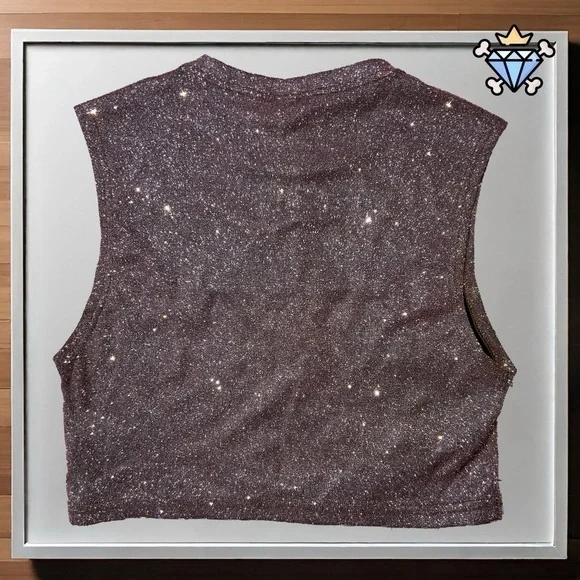 SHEIN MEN CROPPED GLITTER TANK TOP SIZE LARGE STREETWEAR FESTIVAL WEAR - Picture 3 of 6